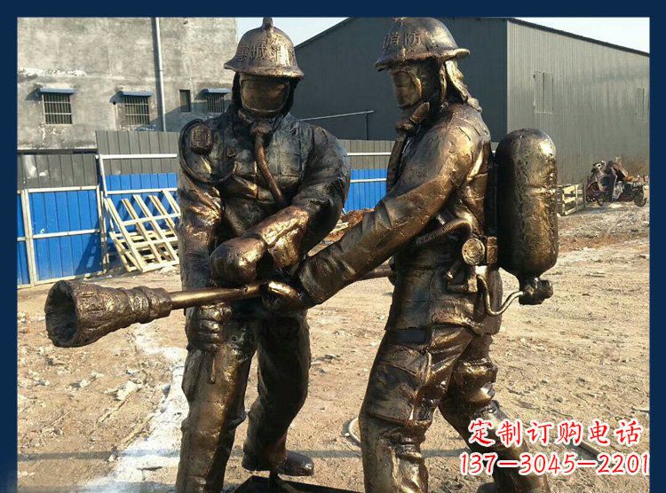 温州公园消防员铜雕