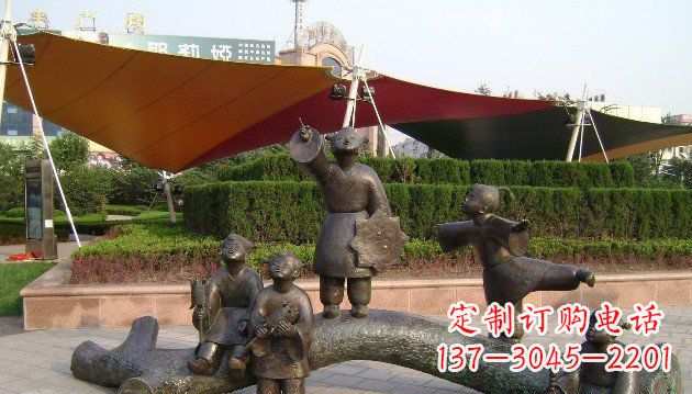 温州公园小孩放风筝景观铜雕