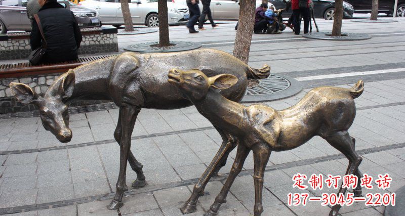 温州公园小鹿动物铜雕 (2)