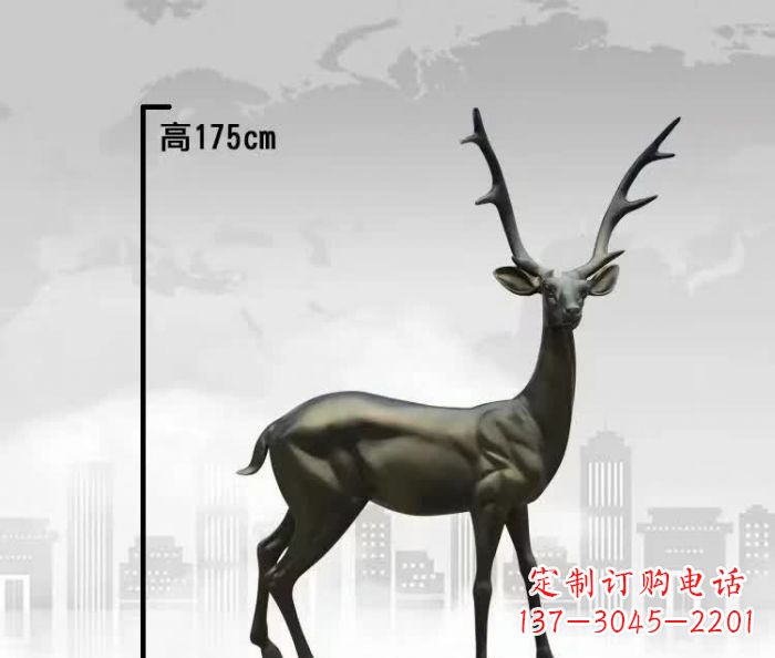 温州精致优雅的铜制公园小鹿雕塑