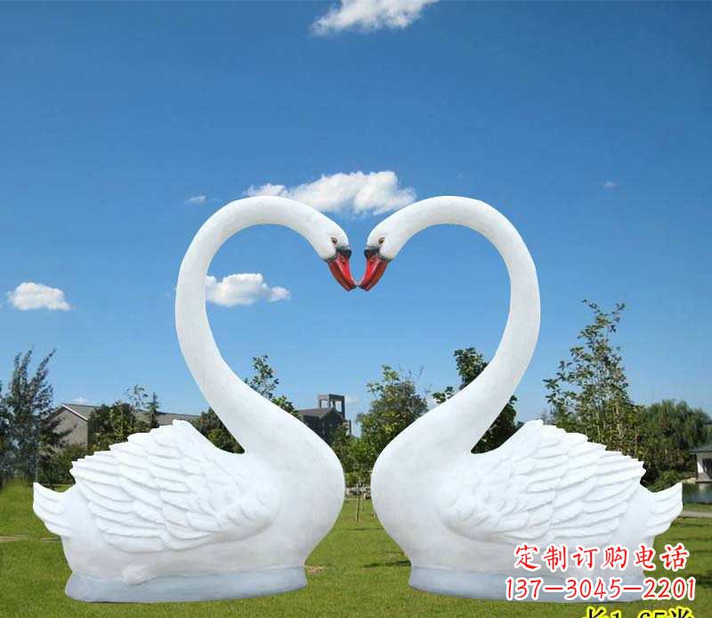 温州公园小区玻璃钢仿真天鹅雕塑