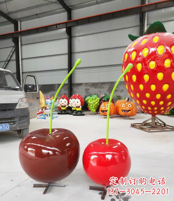 温州领雕塑玻璃钢仿真樱桃水果雕塑
