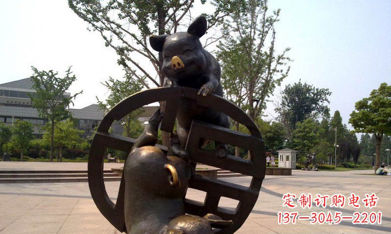 温州公园小猪动物铜雕 (2)