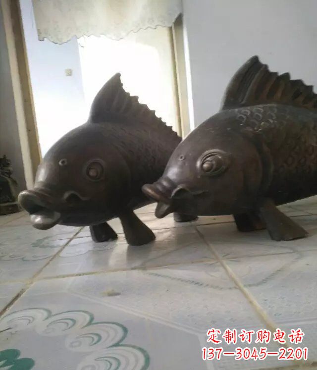 温州公园小鱼景观动物铜雕