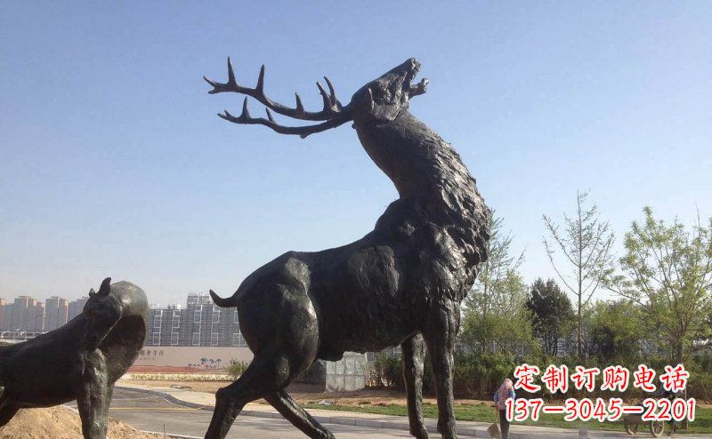 温州公园驯鹿动物铜雕_2