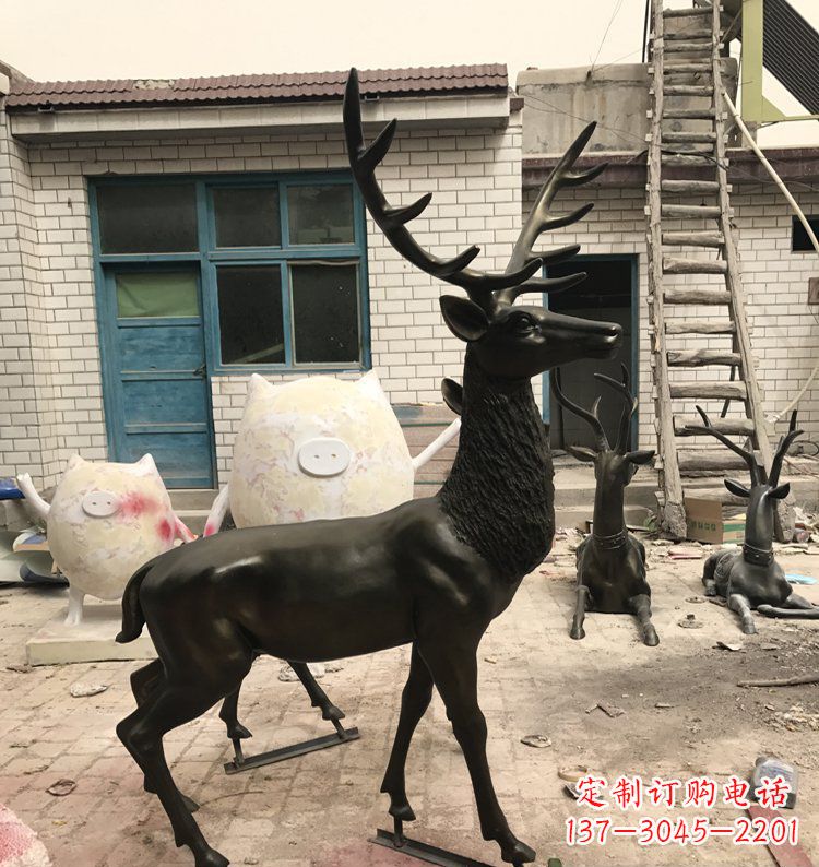 温州公园驯鹿动物铜雕_1