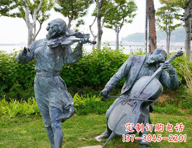 温州双面演奏大提琴&小提琴铜雕塑