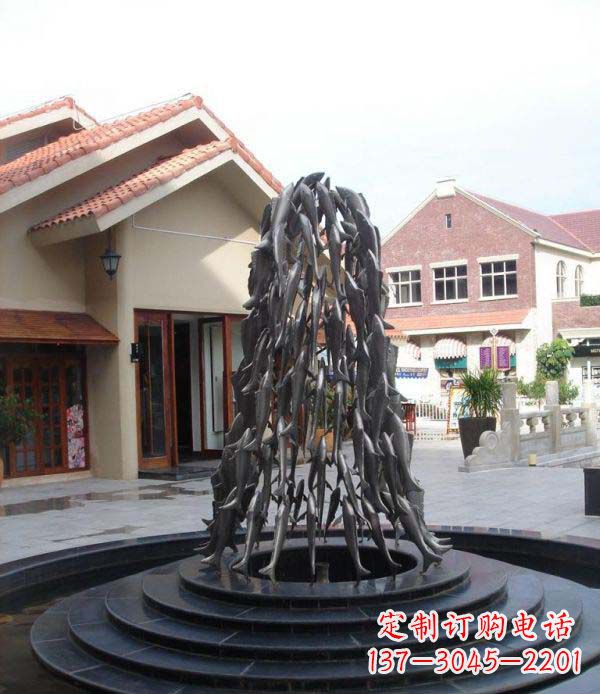温州公园鱼群喷泉铜雕