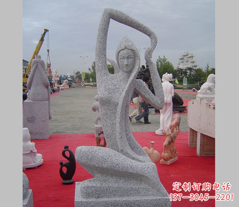 温州公园瑜伽美女石雕