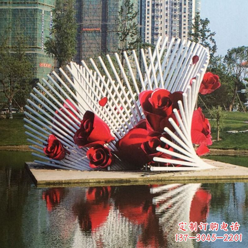 温州玫瑰之美,不锈钢艺术雕塑