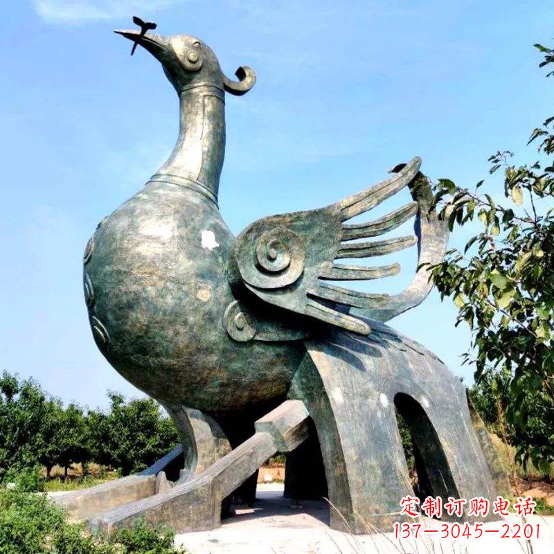 温州公园园林朱雀铜雕景观雕塑