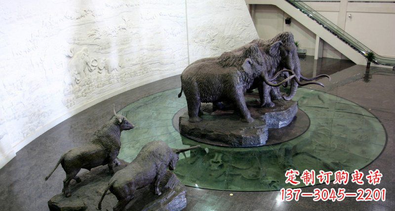 温州领雕塑公园长毛象动物铜雕