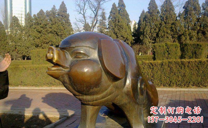 温州定制公园猪铜雕