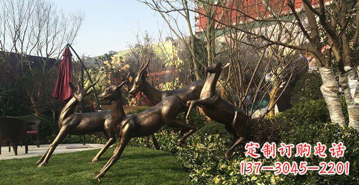 温州公园铸铜小鹿动物铜雕 (3)