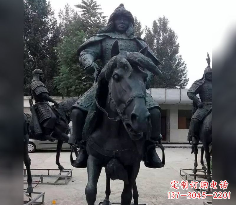 温州英姿飒爽古代将军骑马铜雕