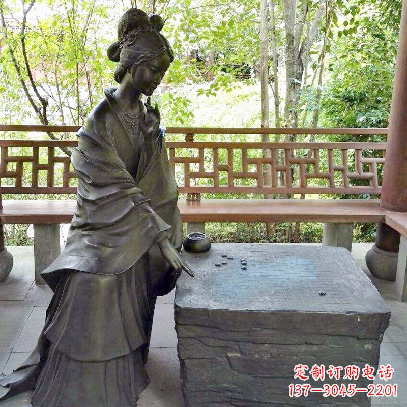温州古代美女西施下棋情景雕塑
