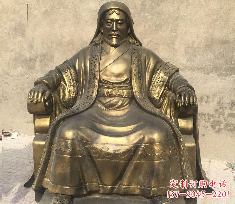 温州古代名人成吉思汗铜雕