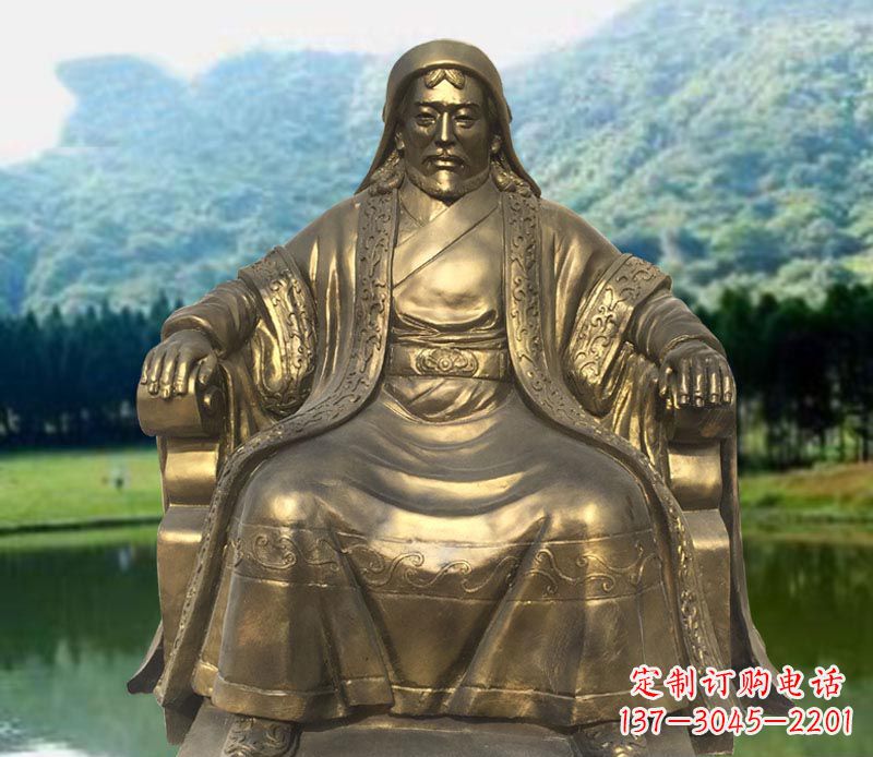 温州古代名人成吉思汗铜雕2