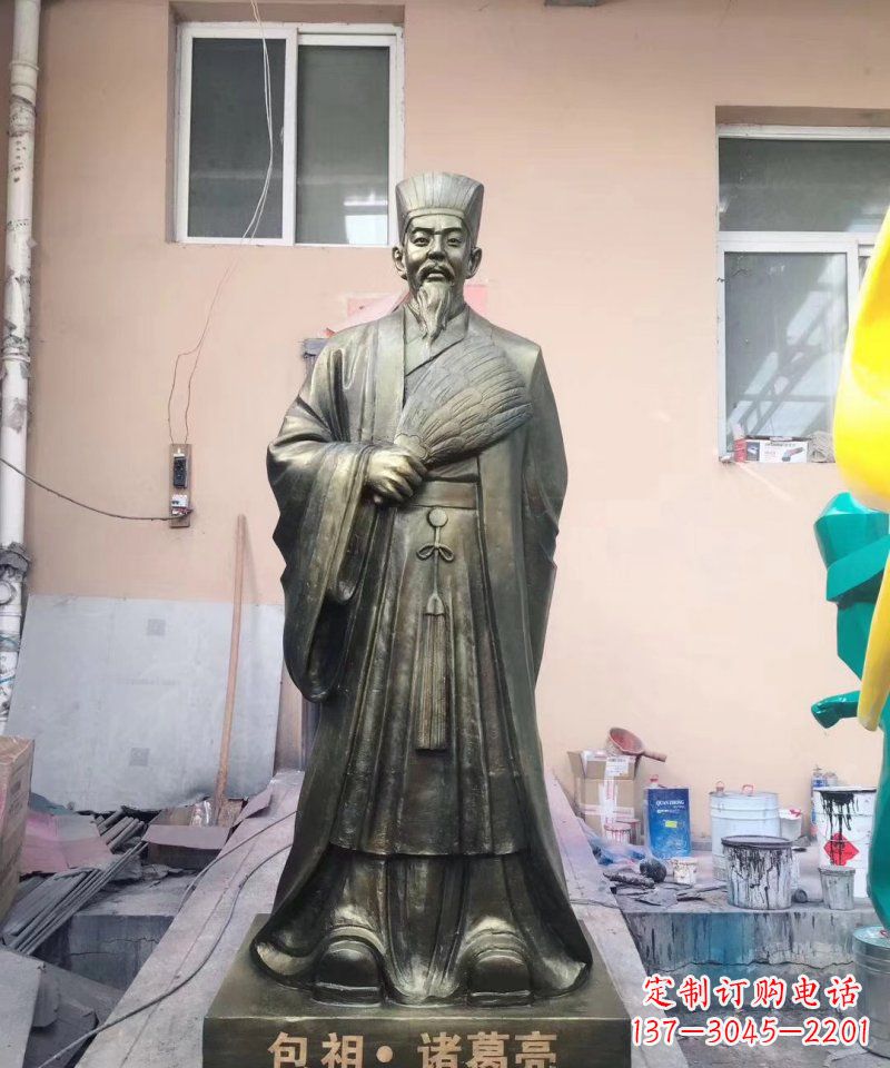 温州中领雕塑经典传承,诸葛亮铜雕!