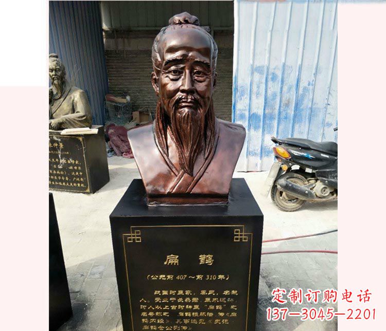温州古代名医扁鹊胸像铜雕