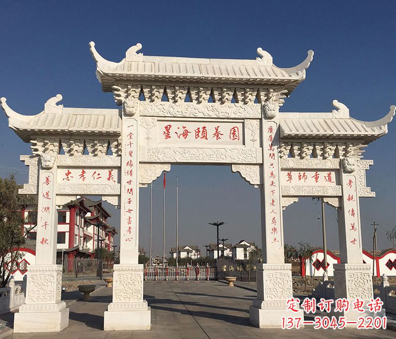 温州古典牌坊浮雕柱子