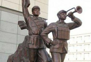 温州革命精神熠熠冲锋号铜雕