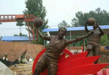 温州公园打篮球玻璃钢仿铜人物雕塑