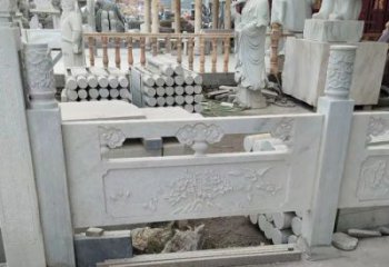 温州汉白玉牡丹花浮雕石栏板雕塑