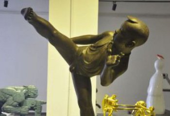 温州领雕塑男孩练功夫铜雕