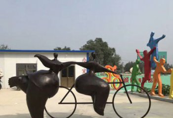 温州青春无悔，精致自行车雕塑