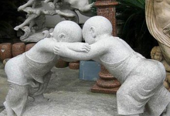 温州可爱小孩摔跤石雕