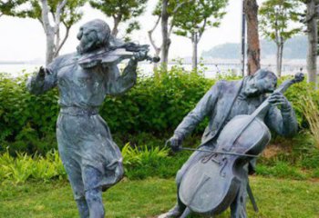 温州双面演奏大提琴&小提琴铜雕塑