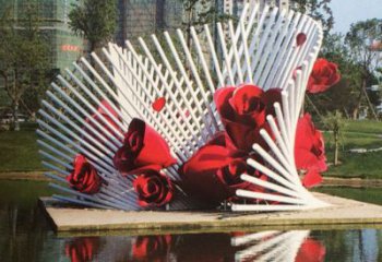 温州玫瑰之美，不锈钢艺术雕塑