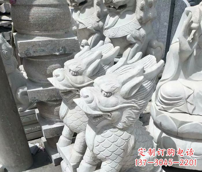 温州传统工艺，精细做工，古代神兽大理石麒麟石雕高端定制