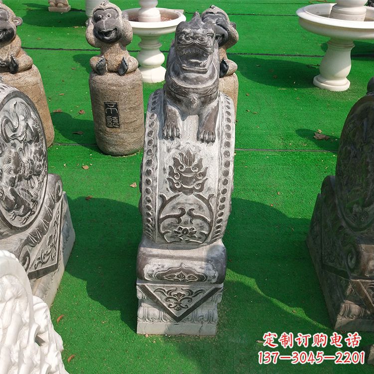 温州古代石雕狮子门墩雕塑