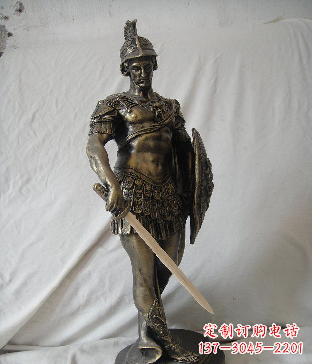 温州古罗马战士玻璃钢仿铜人物雕塑