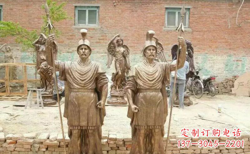 温州古罗马风情,精致雕刻的“战士雕塑”