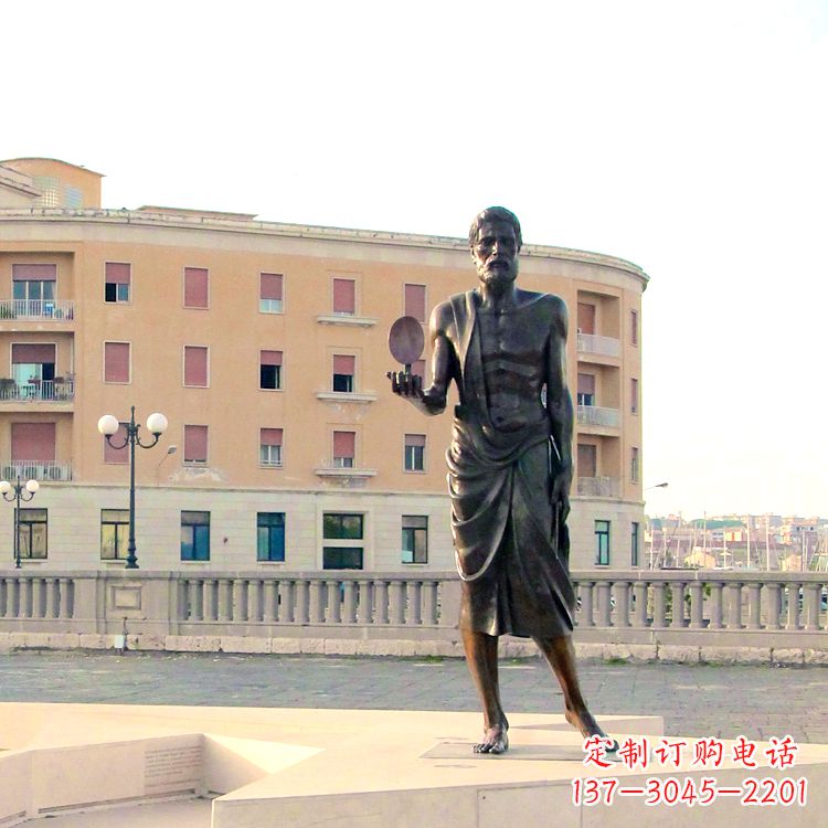 温州古希腊哲学家阿基米德铜雕像-广场世界名人雕塑