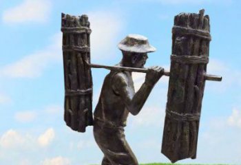 温州精美老人铜雕，传承古代挑柴精神