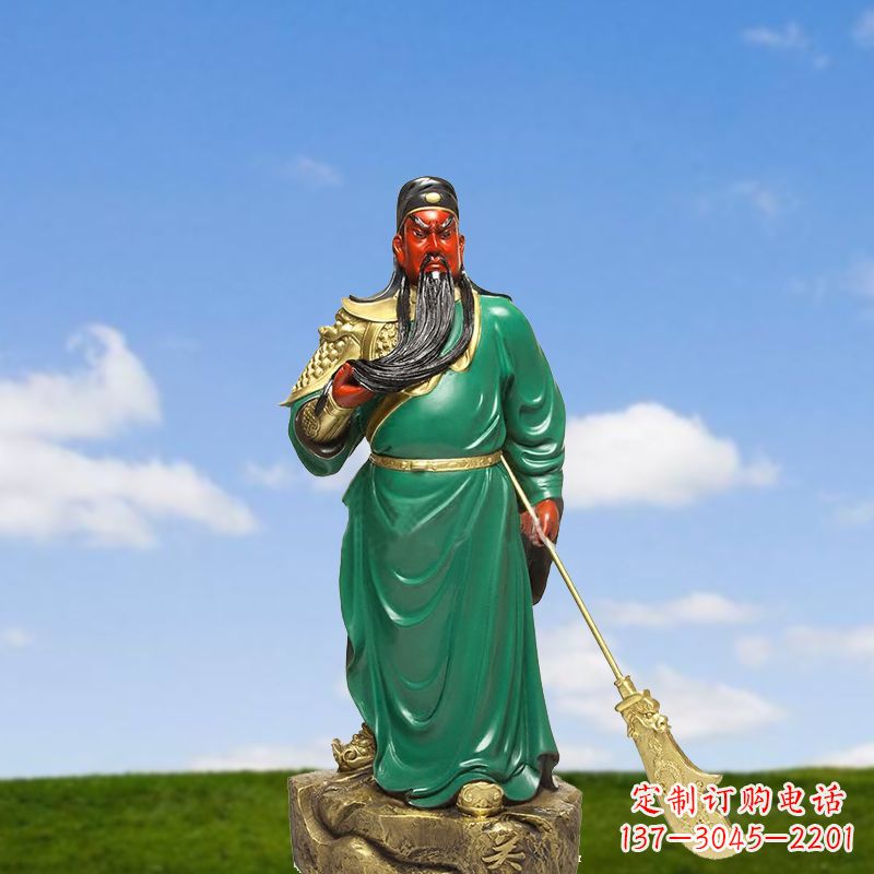 温州精美彩绘关公雕塑