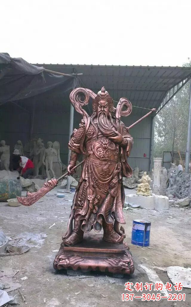 温州精美关公红铜雕塑