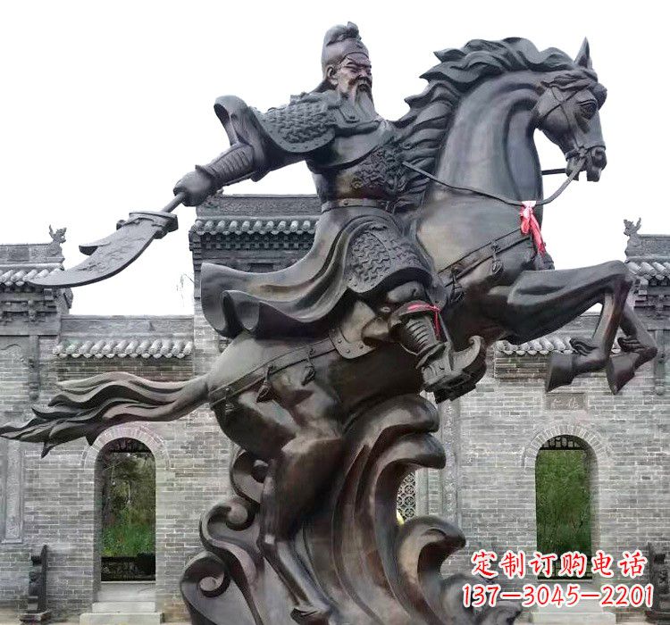 温州关公骑马驰骋铜雕