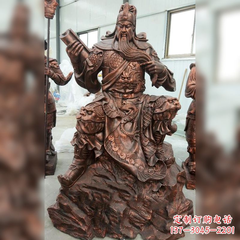 温州文化历史写照:关羽夜读春秋雕塑
