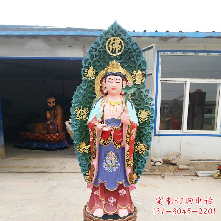 温州艺术精致观音玻璃钢彩绘雕塑