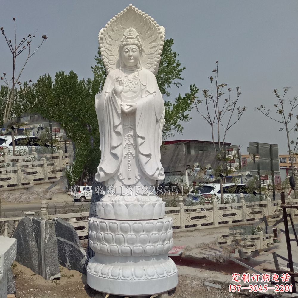 温州观音菩萨汉白玉石精美雕塑