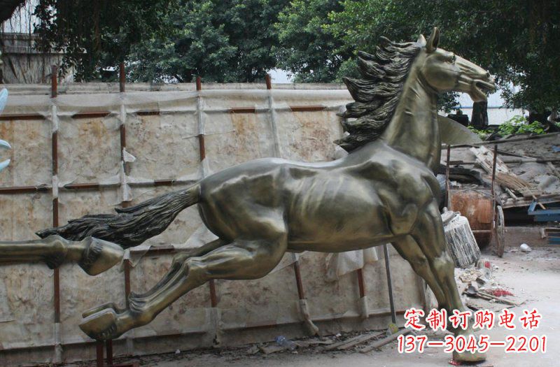 温州逸致领雕:广场奔马动物铜雕