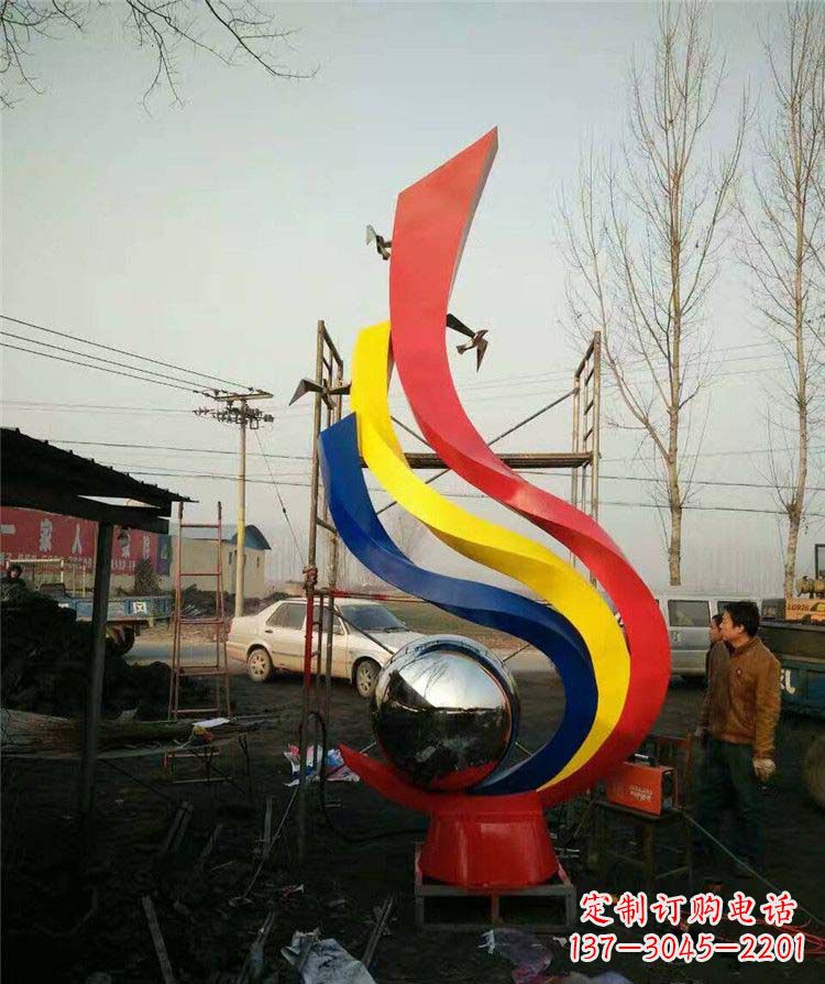 温州广场不锈钢彩色抽象凤凰雕塑