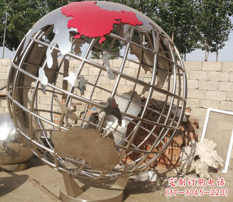温州广场不锈钢抽象地球雕塑