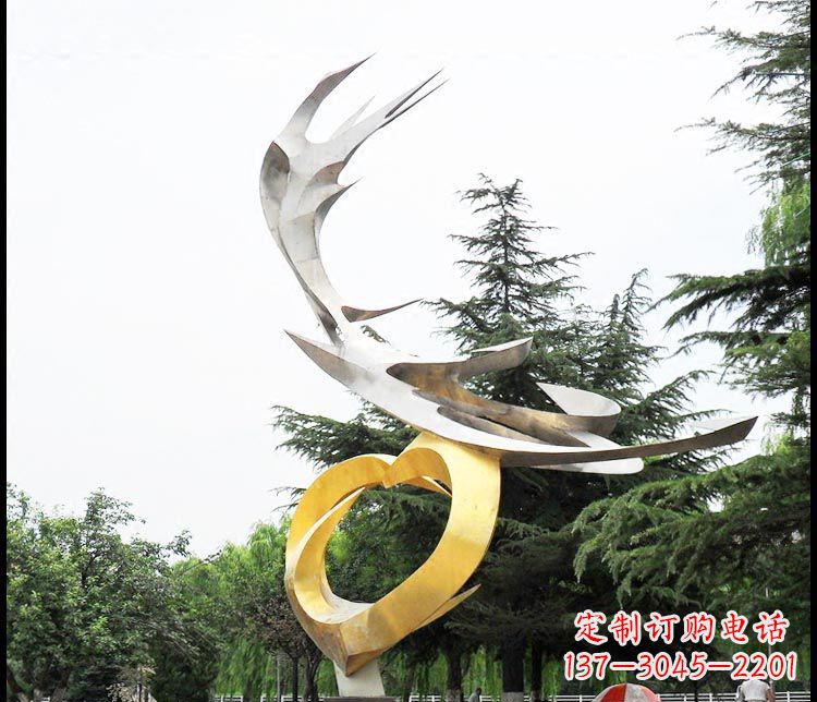 温州广场不锈钢抽象凤凰摆件雕塑