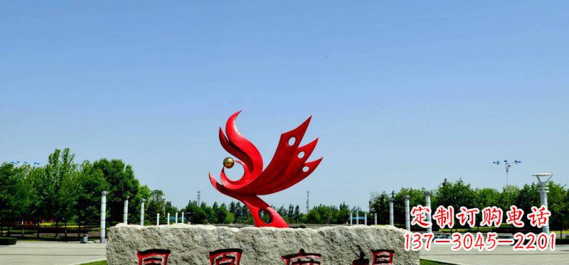 温州广场不锈钢抽象凤凰雕塑 (3)